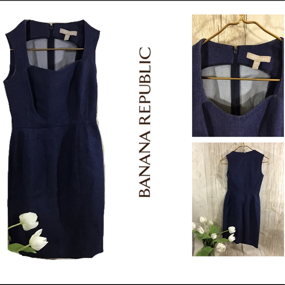 Banana Republic | Dark Denim square neck dress OOP